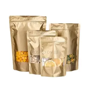 100pieces Gold Stand Up Pouch Bags With Zip Lock and Clear Window