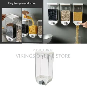 3Piece Wall-Mounted Cereal Food Storage Container Organizer-Colourless