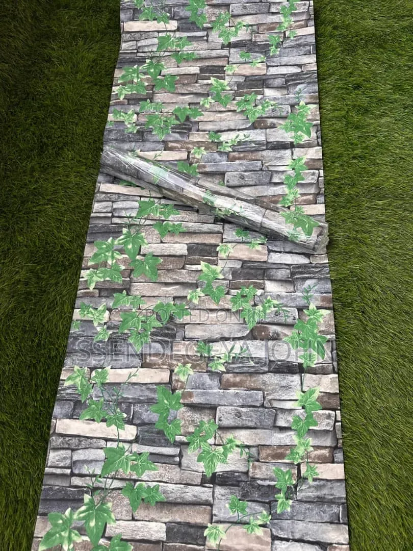 Rustic, 3D Stone-Patterned Wallpaper