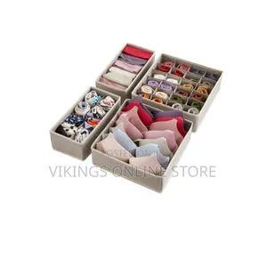 Set of 4 Foldable Storage Box Dresser Drawer Divider Wardrobe