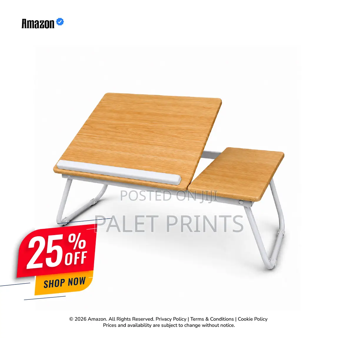 Wooden Surface Portable Foldable Adjustable Gaming PC Table for Bed