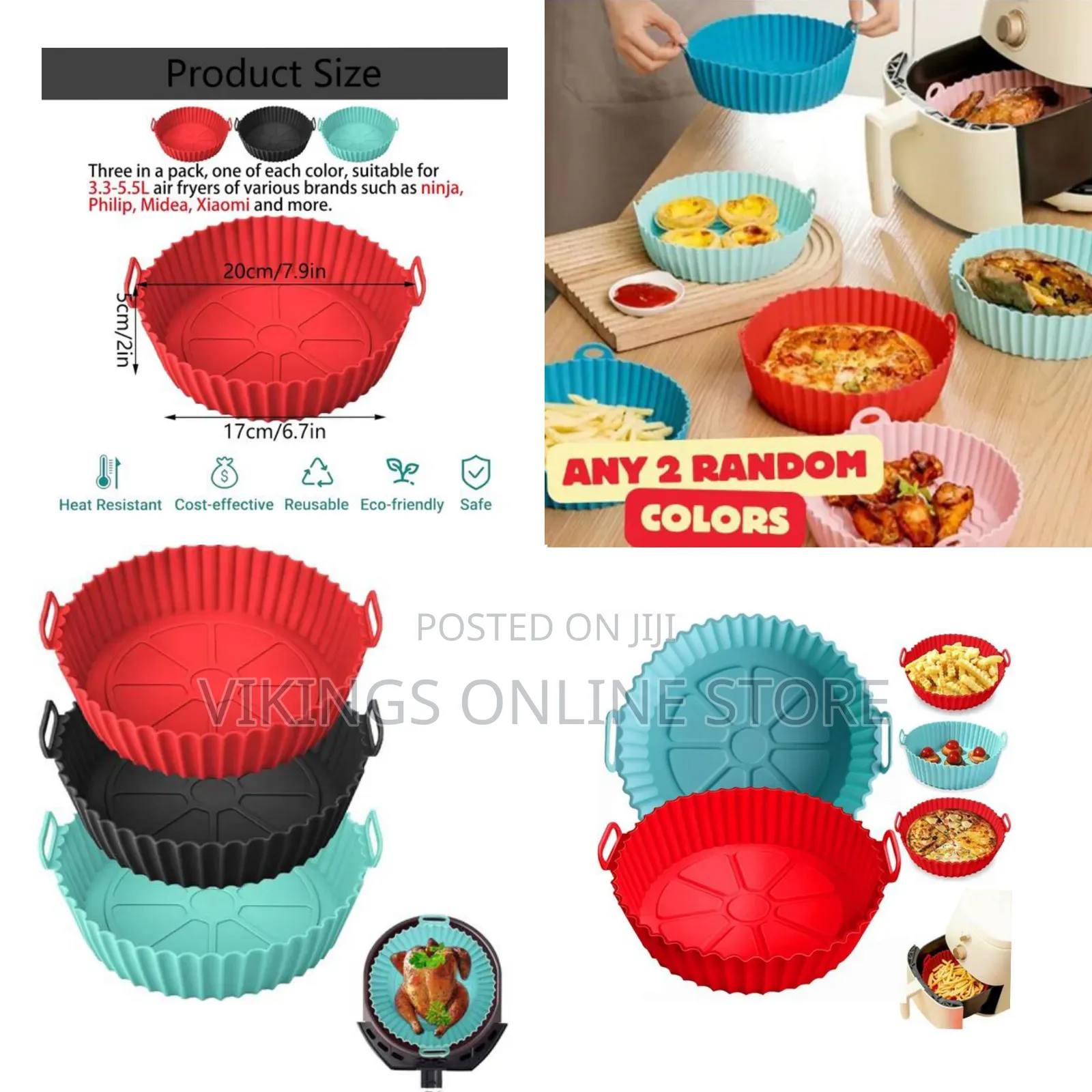 2 Pack of Air Fryer Silicone Liners Basket for 3-5 QT