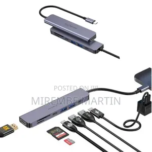 Porodo Blue 7in1 Hub HDMI 2xusb-a 2xusb-C SD