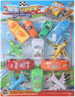 Mini Series Pull Back Toy Vehicle Set - Cars, Planes, Boats-Age 3yrs +
