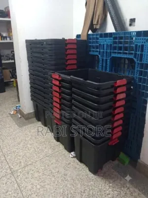 180L Storage Box Black With Handles