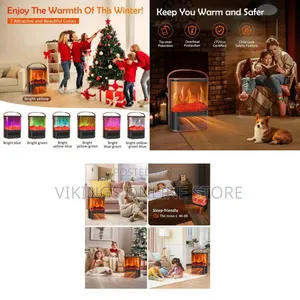 Electric Space, 1500W Fireplace Heater With Thermostat and Remote