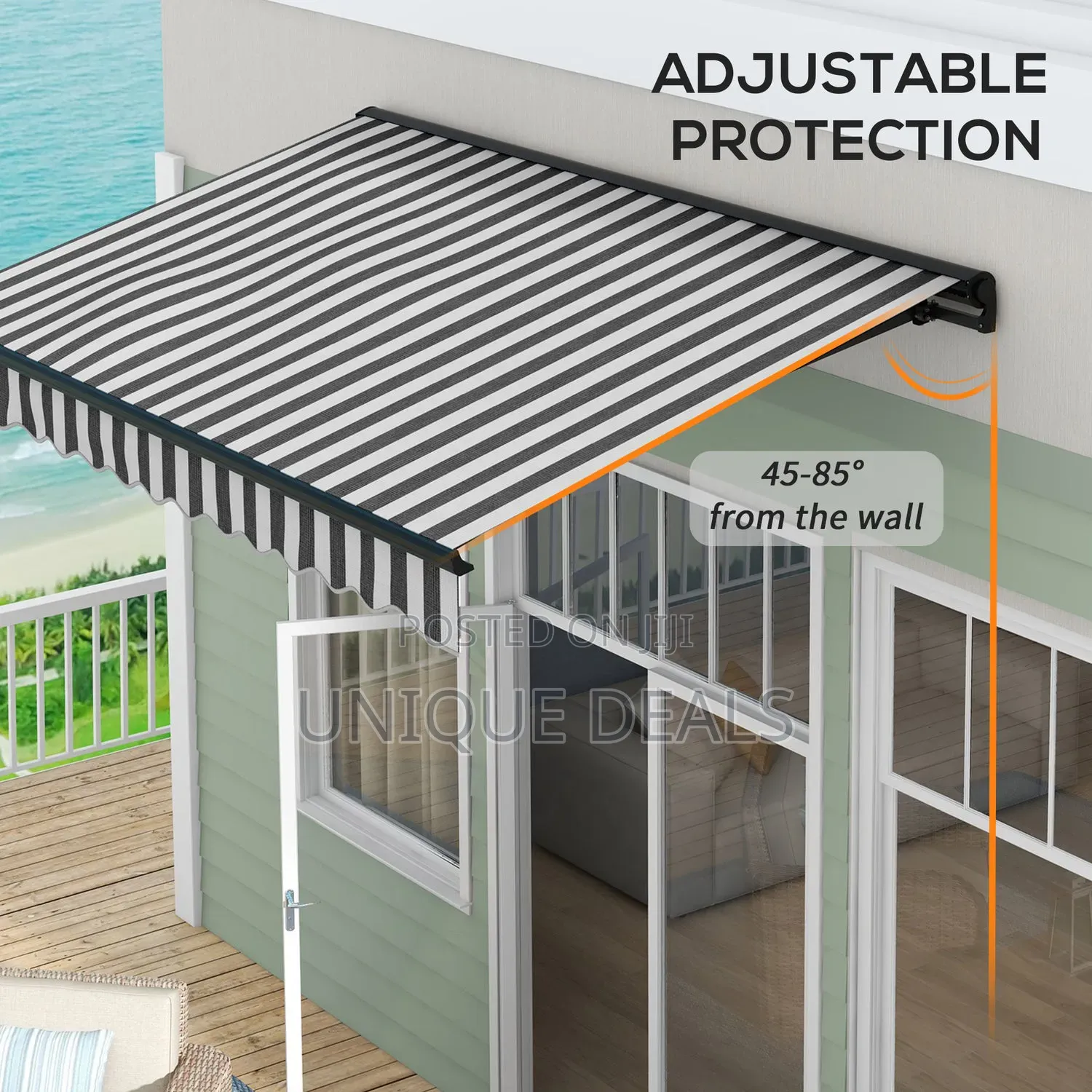 Retractable Folding Arm Awning Canopy Sunshade 3Mx2.5M