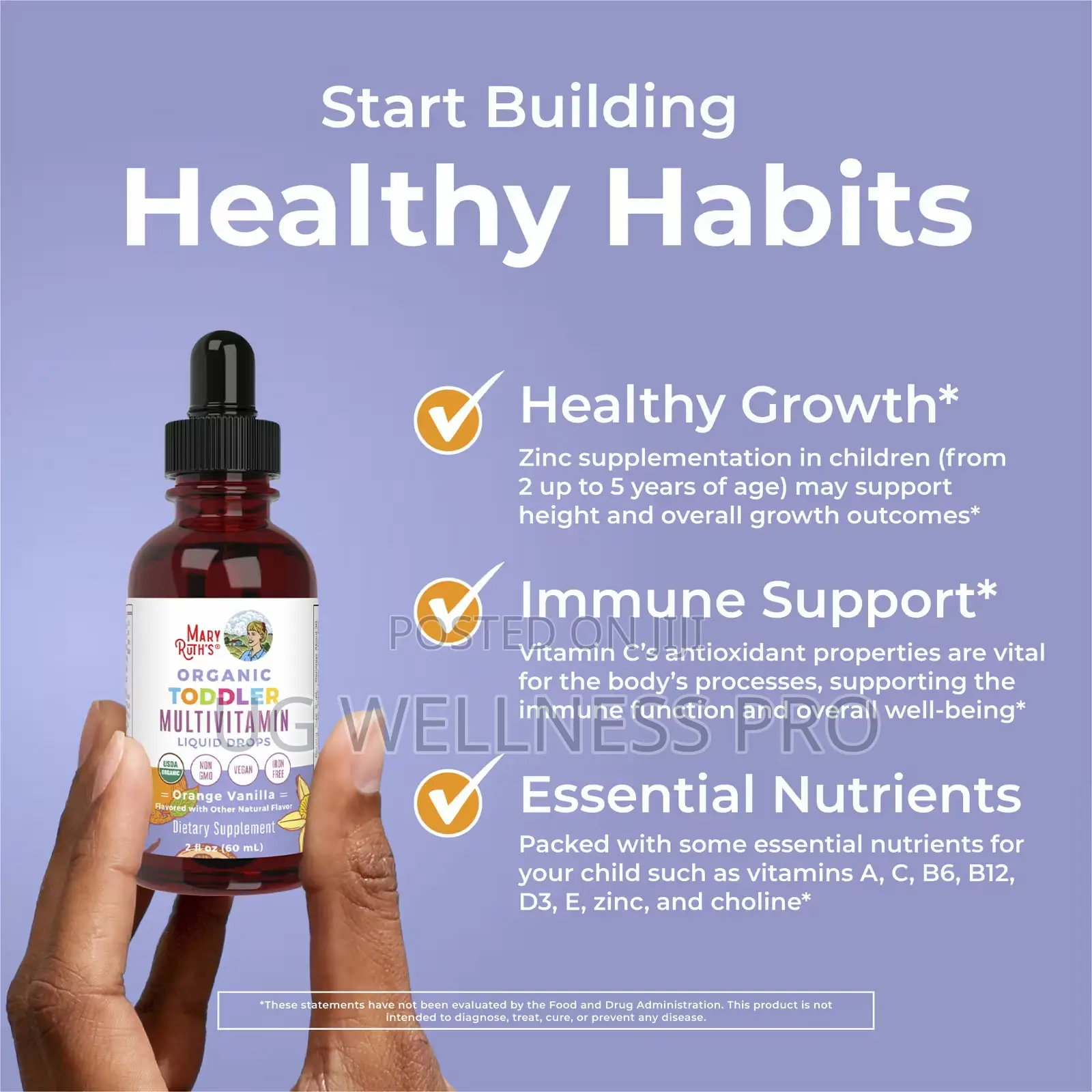 MaryRuth’s Organic Toddler Multivitamin Liquid Drops 1-3 Years 60ml