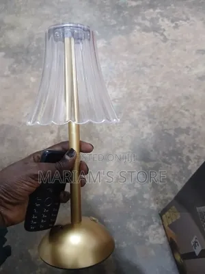 Cordless Gold-Tone LED Table Lamp Features a Pleated Clear Acrylic .