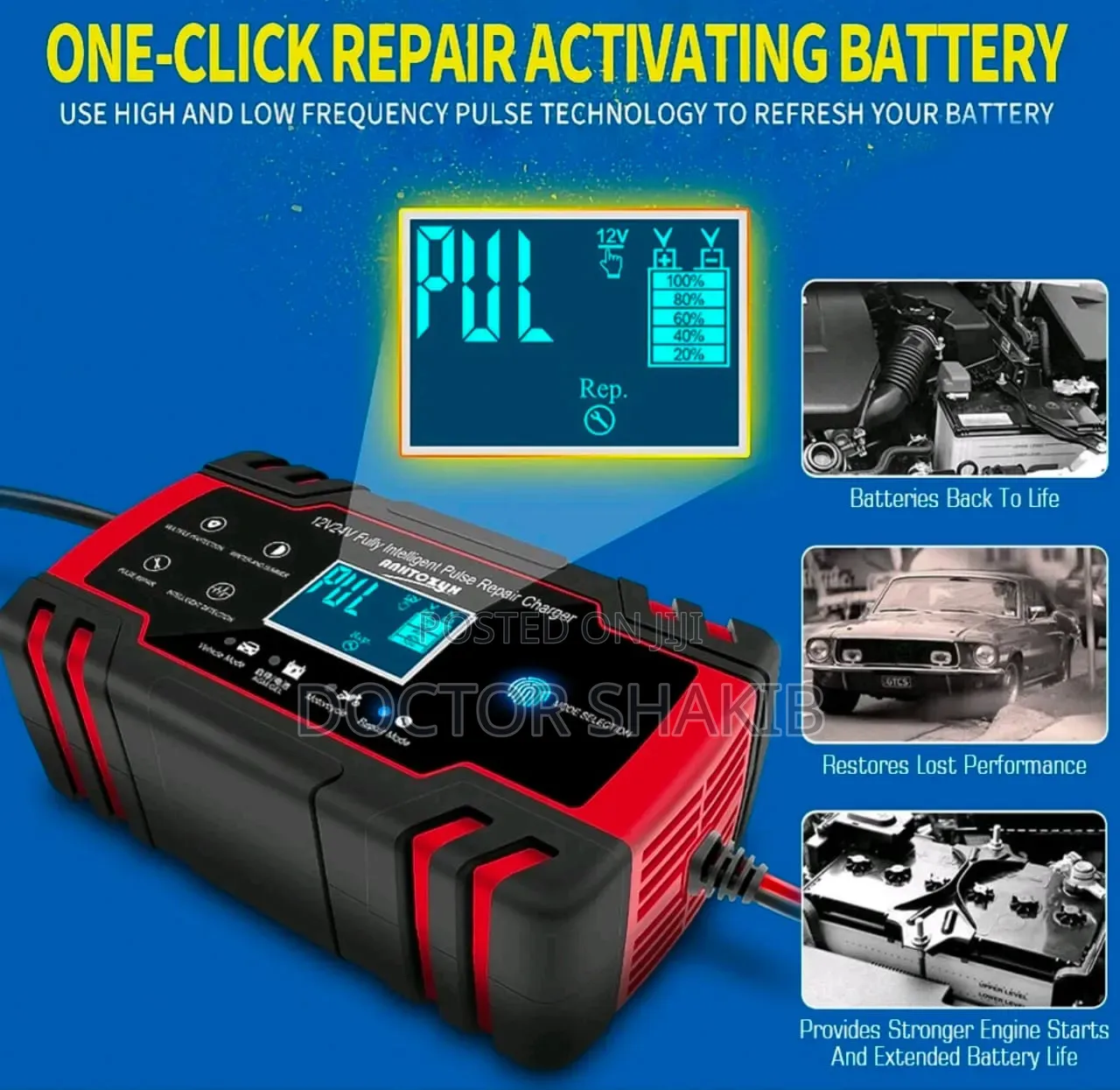 12V 6A Intelligent Pulse Repair Battery Charger
