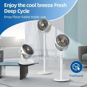 360 Pedestal Fan Air Circulator, Oscillating USB Desk Quiet Stand Fan