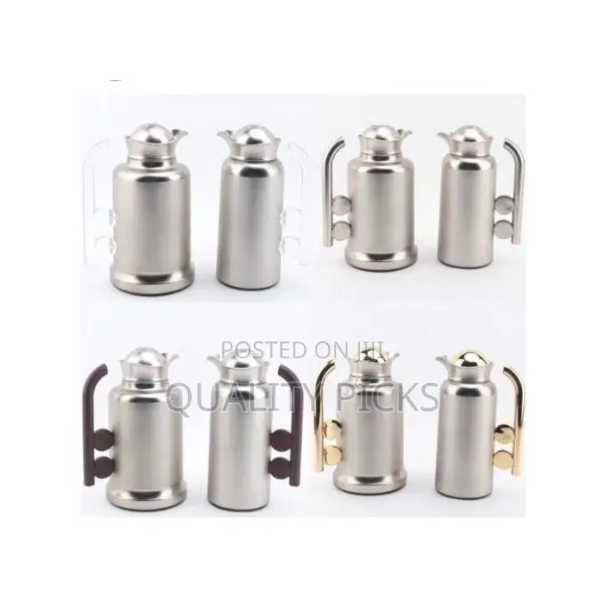 2 Piece Set of 1L 0.7L Vacuum Flask Matte Chrome