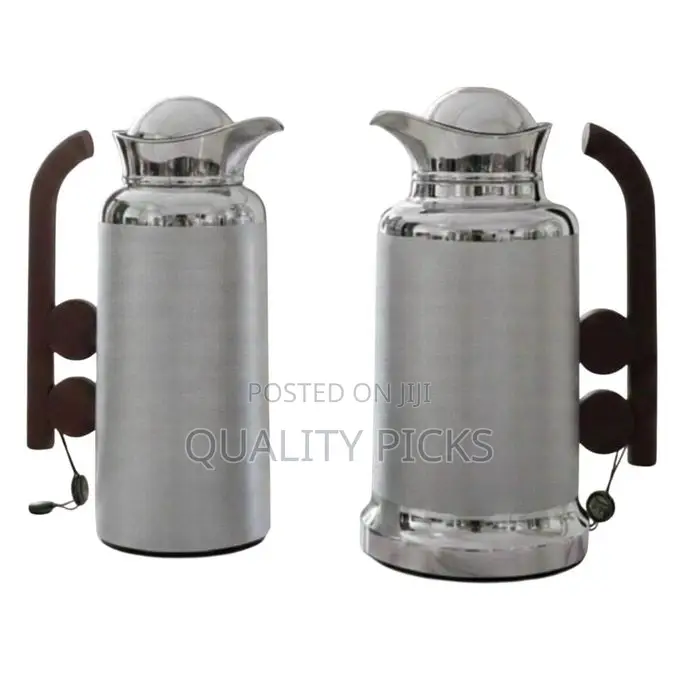 2 Piece Set of 1L 0.7L Vacuum Flask Matte Chrome