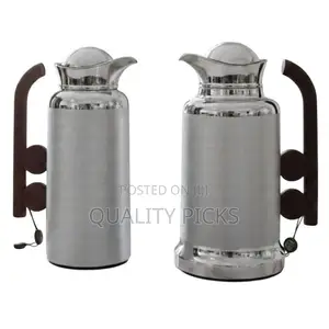 2 Piece Set of 1L 0.7L Vacuum Flask Matte Chrome
