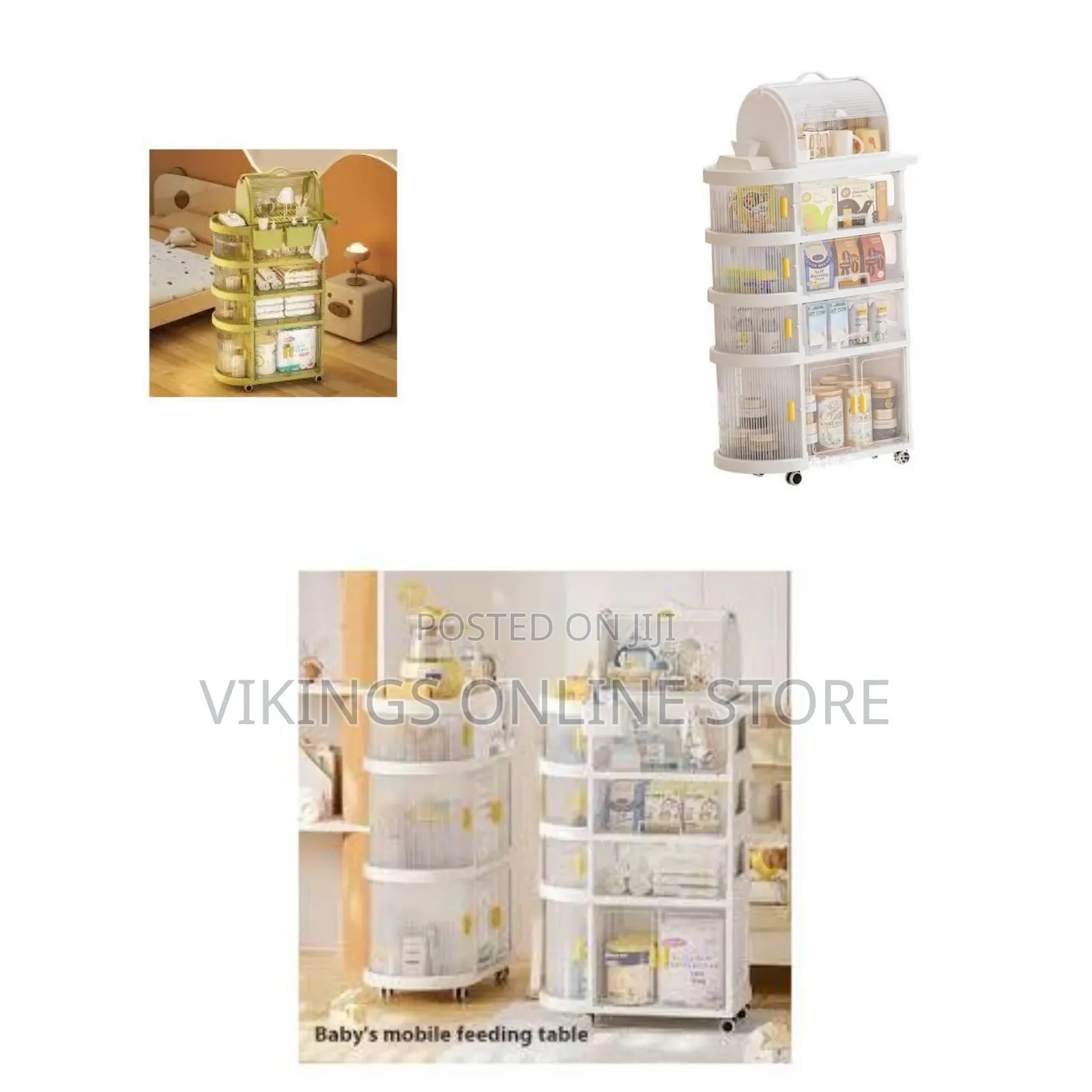 5 Layer Rolling Cart Shelving Unit With Silent Universal Wheels Bar