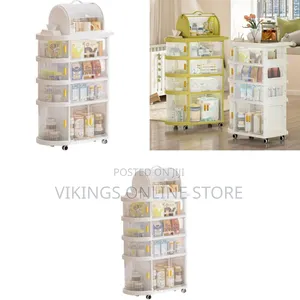 5 Layer Rolling Cart Shelving Unit With Silent Universal Wheels Bar
