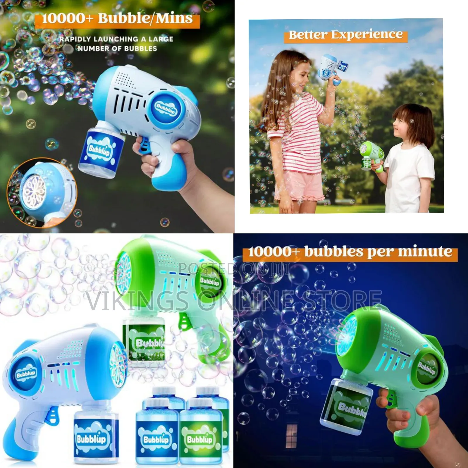 Kids Bubble Gun With 4 Bottles Solution, Automatic Bubble Machine Gun