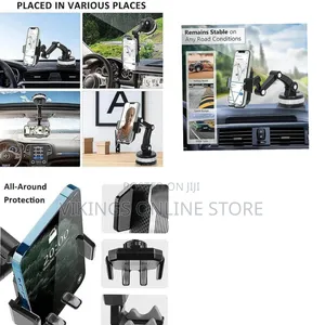 Suction Cup Cell Phone Holder Stand for Car -3in1 Long Arm Car Phone