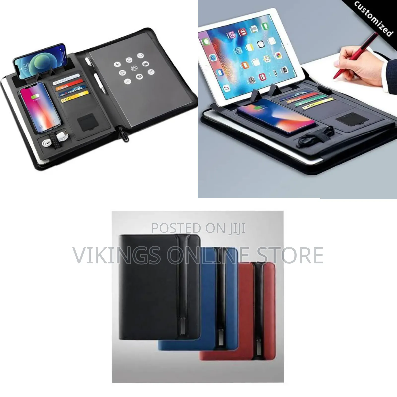 A4 Leather Document Portfolio Folder With Power Bank Gift Box Business