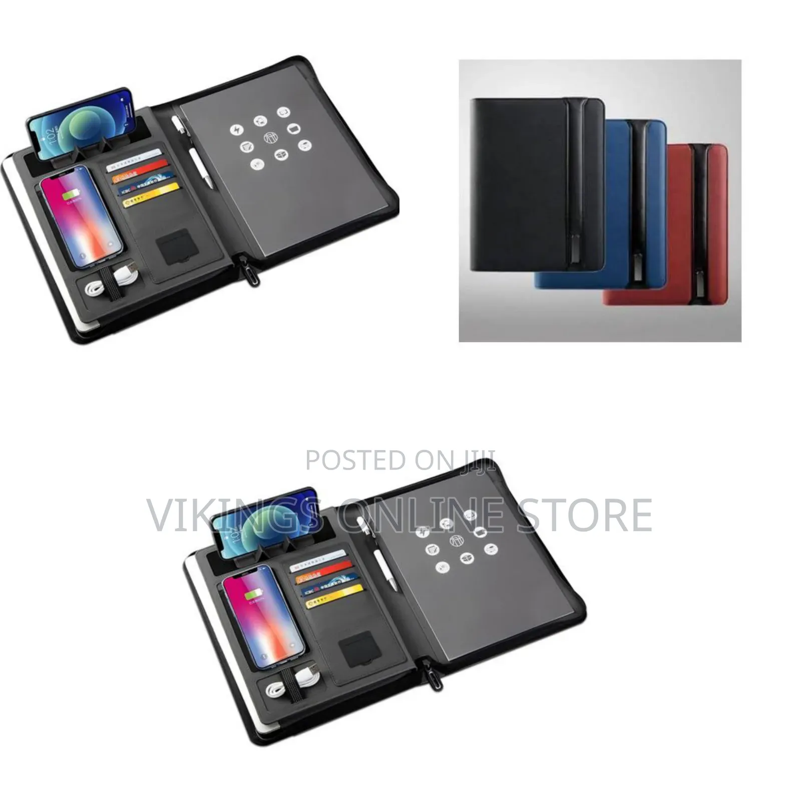A4 Leather Document Portfolio Folder With Power Bank Gift Box Business