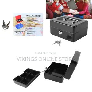 25x20x9 Cm JT250 Robust Metal Cash Box, Secure Money Storage With Lock