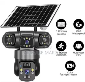 V380 PRO Wireless Solar Security Camera System Three-Lens 360° PTZ