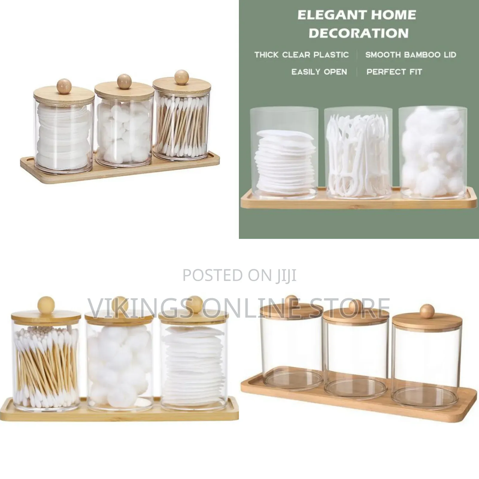 3 PCS Qtip Cotton Ball Holders Acrylic Dispenser Containers