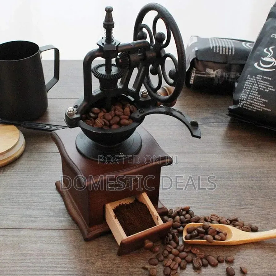 Manual Coffee Grinder, Antique Cast Iron Hand Coffee Grinder