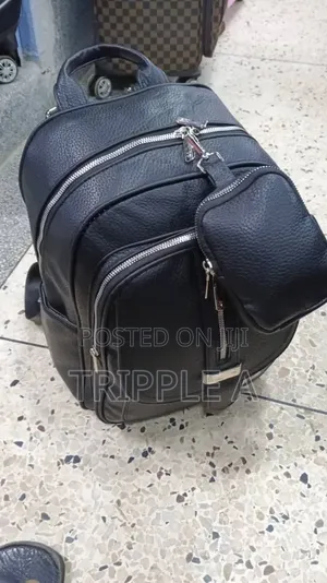 Black Pebble-Textured Faux Leather Bag