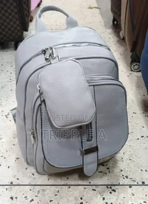 Gray Faux-Leather Causal Women's Backpack Bag