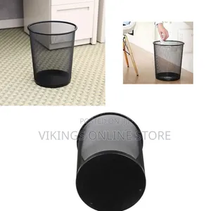 29.8CM*33.8CM Metal Mesh Trash Garbage Basket Black Office Kitchen