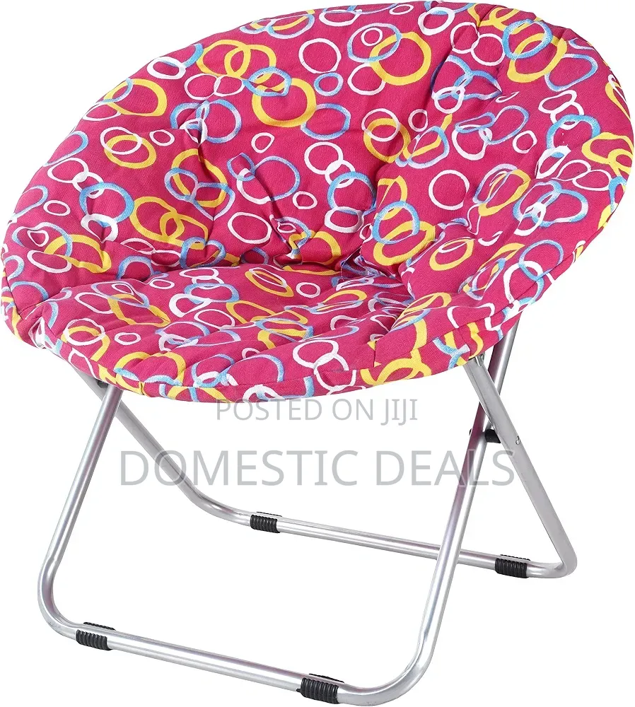 Folding Big Round Chair for Camping - Pink