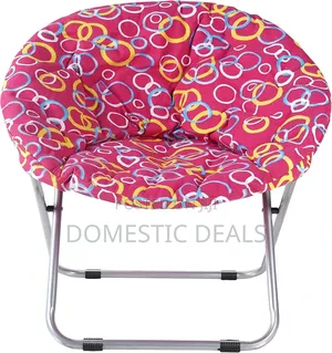 Folding Big Round Chair for Camping - Pink