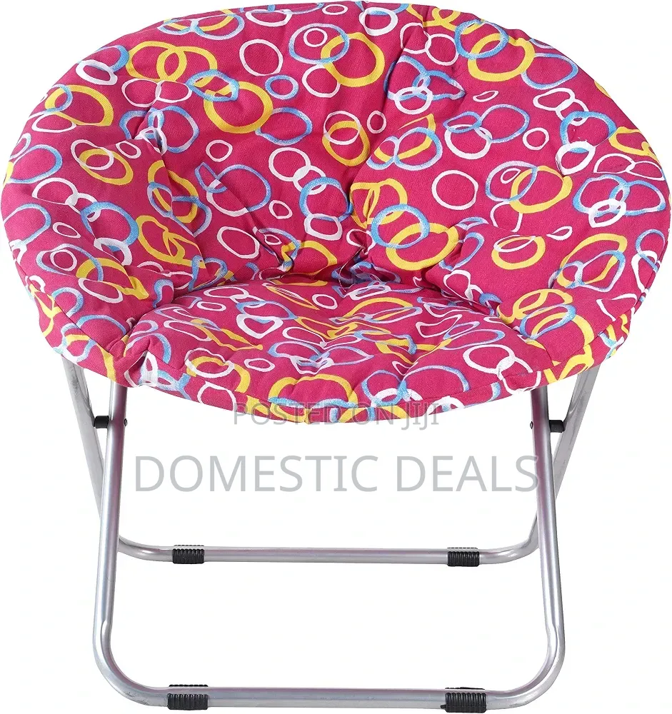 Folding Big Round Chair for Camping - Pink