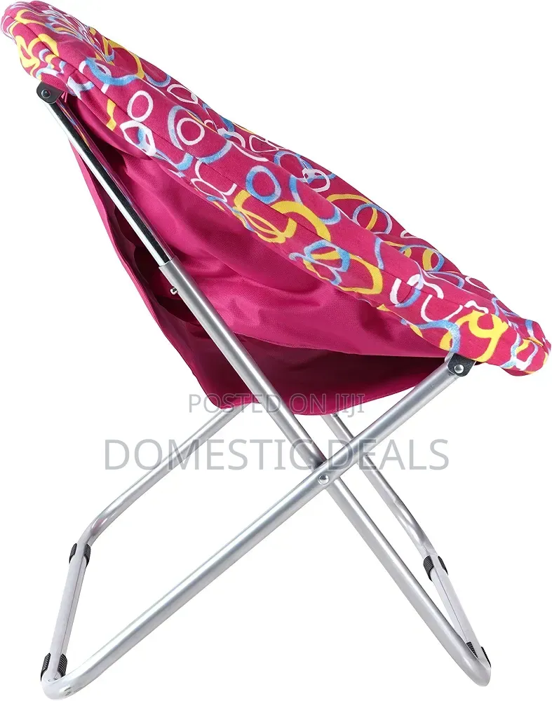 Folding Big Round Chair for Camping - Pink