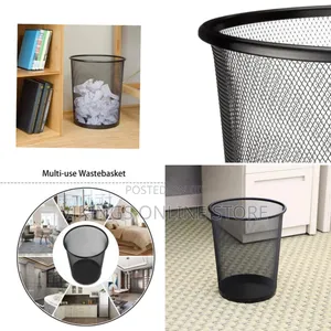 23.5CM*26.5CM Metal Mesh Trash Garbage Basket Black Office Kitchen