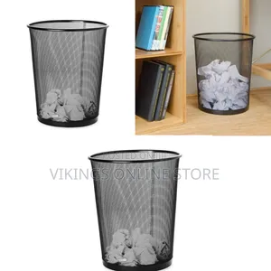 26.5CM*28.5CM Metal Mesh Trash Garbage Basket Black Office Kitchen