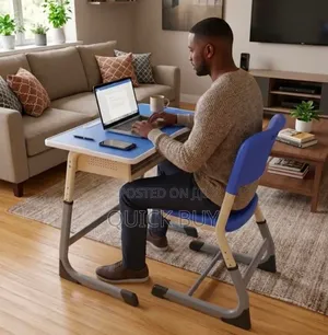 Genuine Kid/Adult Desk and Chair Set With Adjustable Height
