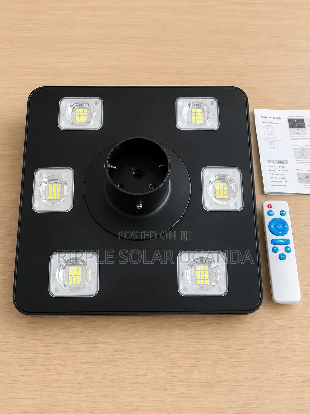 300W Solar Garden Light 6 LED Pole Mount Remote IP65