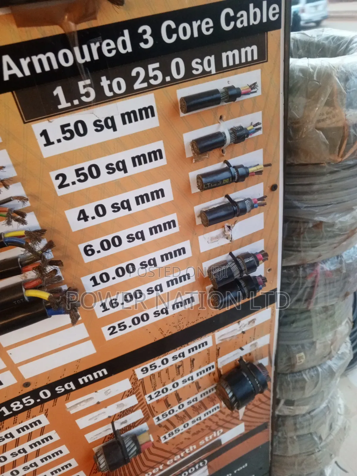 16mm 3 Core Armoured/Underground Cable Pure Copper