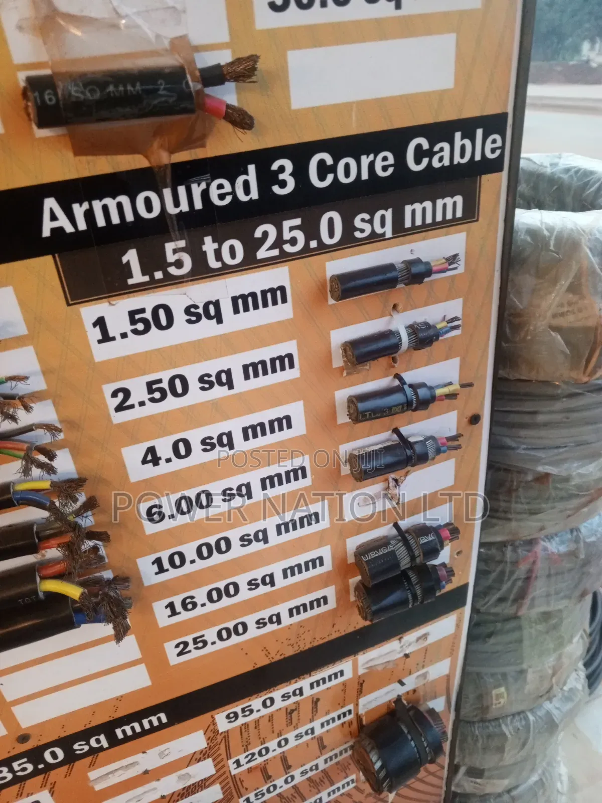 2.5mm 3 Core Armoured/Underground Cable Pure Copper