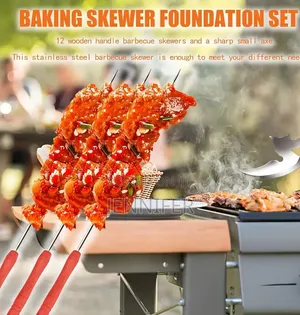 12 Reusable Stainless Steel Skewers With Grilling Axe