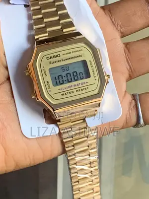 Gold Casio Vintage Series A168 Watch With a Classic Digital Display
