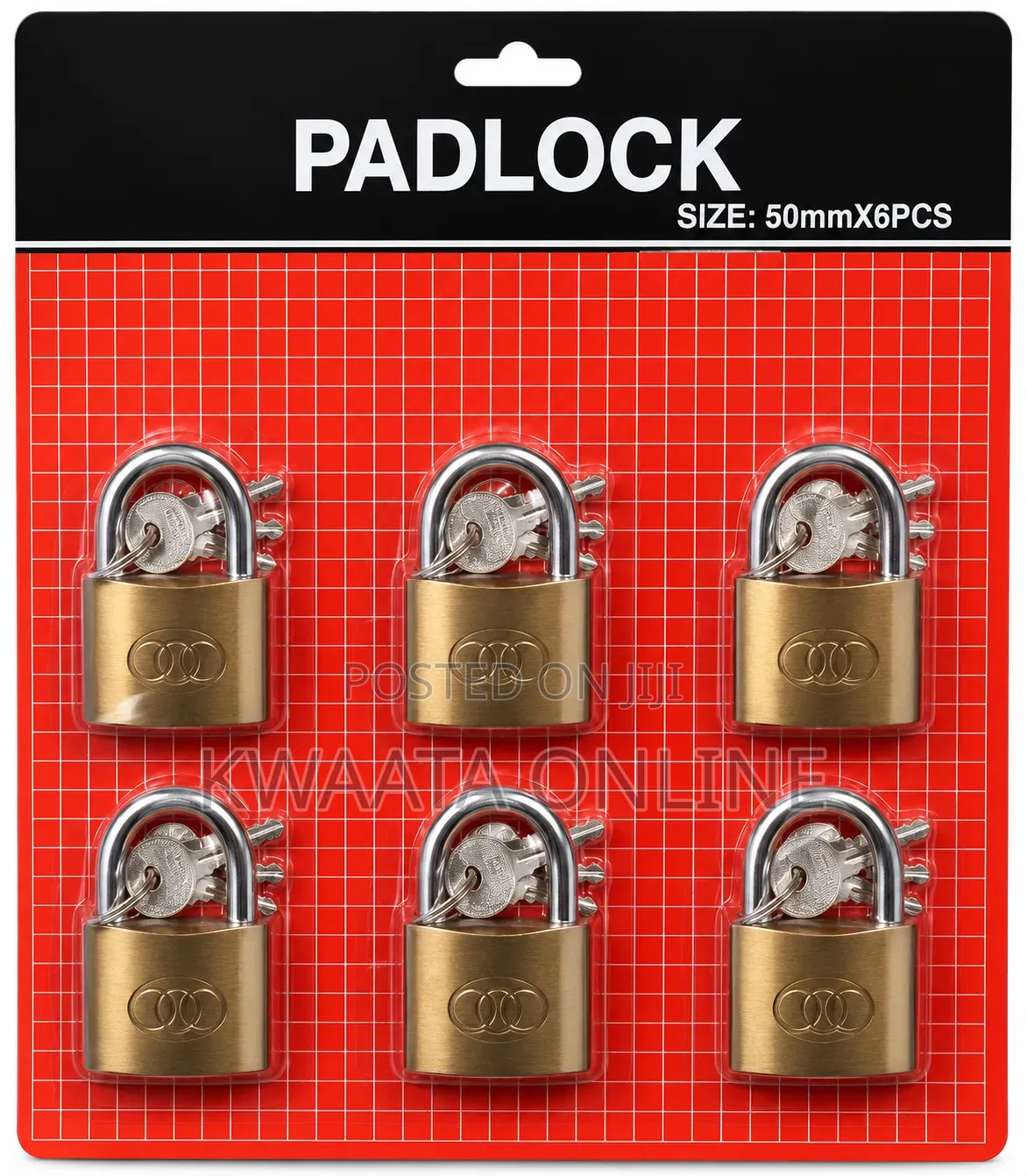 6 Piece Chart Multi Purpose Brass Padlock - 50mm