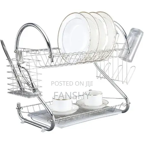Original White Label 2 Tier Dish Rack Drainer - Silver
