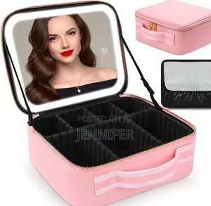 Travel Makeup Case With 3 Color LED Mirror