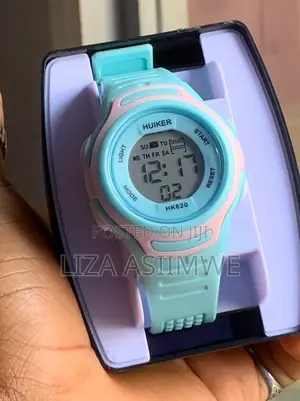 Huiker HK620 Kids Digital Watch Features a Pastel Blue and Pink Design