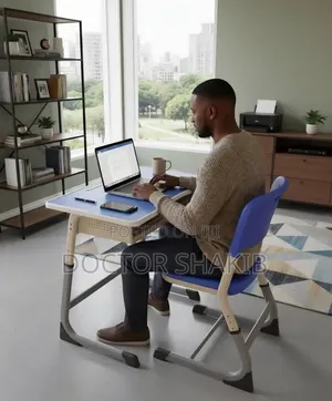 Genuine Kid/Adult Desk and Chair Set With Adjustable Height