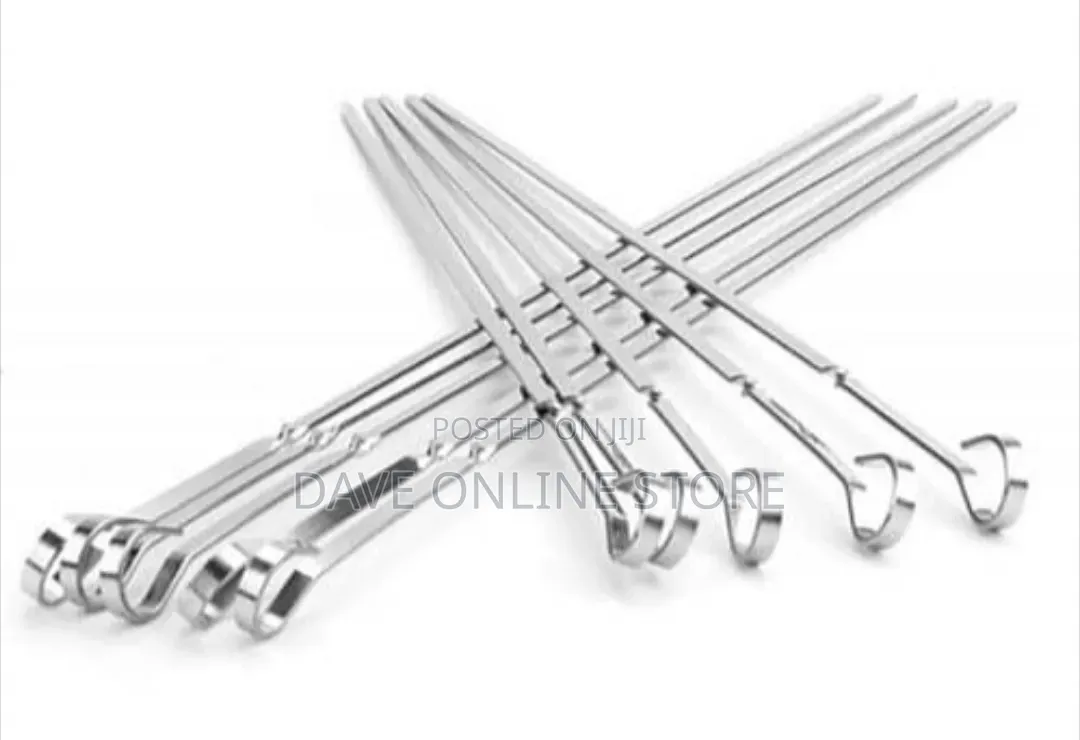 12 PCS Reusable Stainless Steel Flat BBQ Skewers