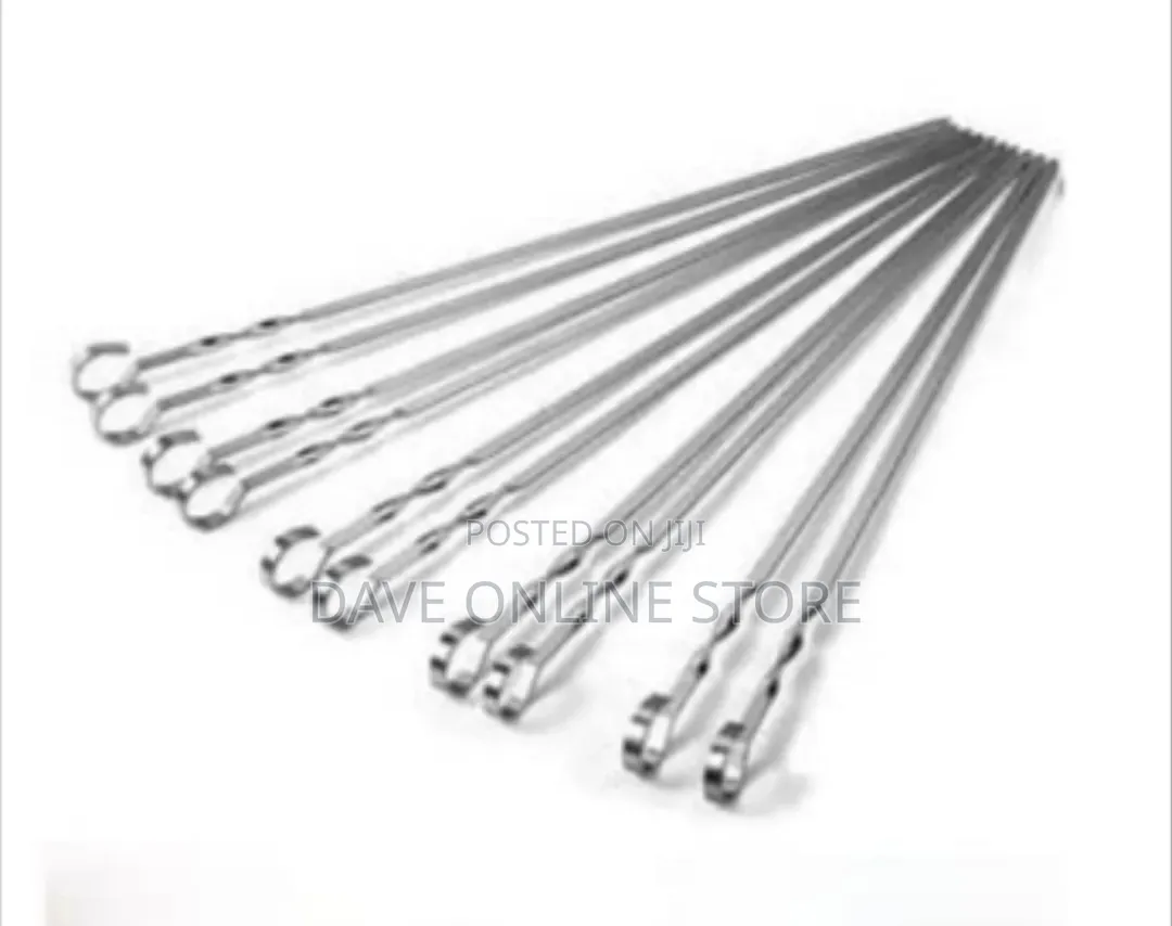 6pcs Reusable Stainless Steel Flat BBQ Skewers
